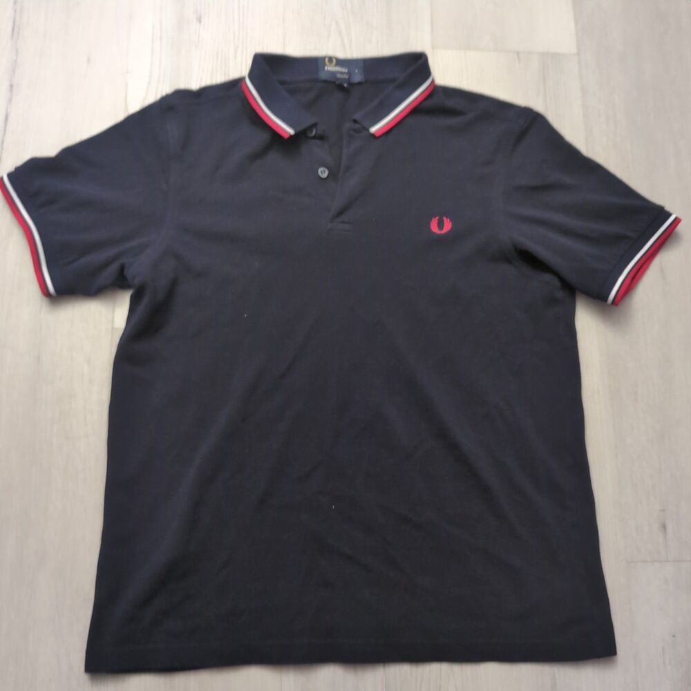 Fred Perry Twin Tipped Polo Mens Large Slim Fit Cotton Pique Short Sleeve